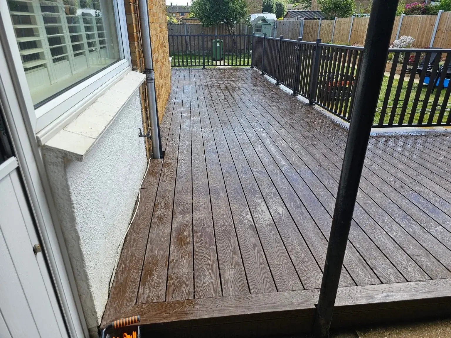 Timber deck with railing